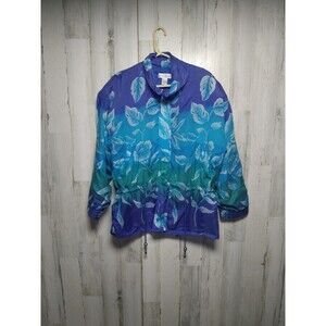 Crystal Brand Vintage Windbreaker Lightweight Jacket Silk Shoulder Pads Size L